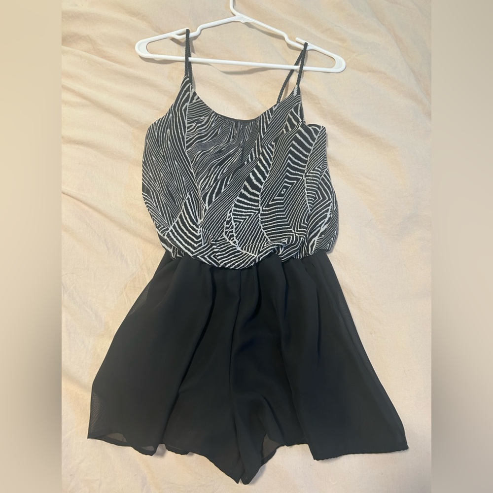Millibon Black and White Geometric Romper